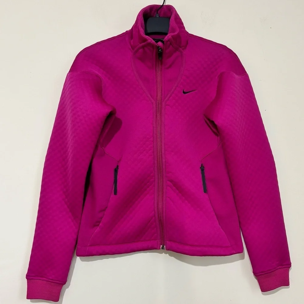 Nike Y2K fuchsia sphere thermal diamond quilted pattern zip up athletic jacket